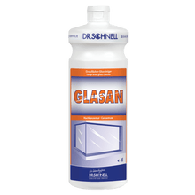 The Dr. Schnell GLASAN by DR.SCHNELL GmbH & Co. KGaA is a white bottle with a label for streak-free cleaning - ideal as your glass cleaner or surface cleaner.