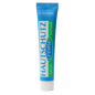 A tube from DR.SCHNELL GmbH & Co. KGaA DR.SCHNELL'S SKIN PROTECTION CREAM (50 x 50 ml) in the colors blue, green, and white is labeled in German, identifying it as a light protective cream for the skin.