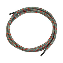 AS Arbeitsschutz GmbH NITRAS shoelaces gray/red (120 cm, 1 pair) with red patterns and black ends - stylishly presented on a white background.
