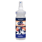A 500ml bottle of DR.SCHNELL DUFTSPRAY EXOTIC FLAIR from DR.SCHNELL GmbH & Co. KGaA, ideal for oriental room freshness in building cleaning, depicted with a floral blue-white label and a clear spray head on a white background.