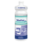 A white plastic bottle Dr. Schnell MAFOR EVO S rinse aid for dishwashers from DR.SCHNELL GmbH & Co. KGaA with blue and green lettering, with images of dishwashers for streak-free drying and lime prevention.