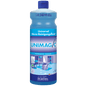 A blue 1-liter bottle of Dr. Schnell UNIMAGIC universal cleaner from DR.SCHNELL GmbH & Co. KGaA with a blue cap and a label with product details and cleaning symbols.