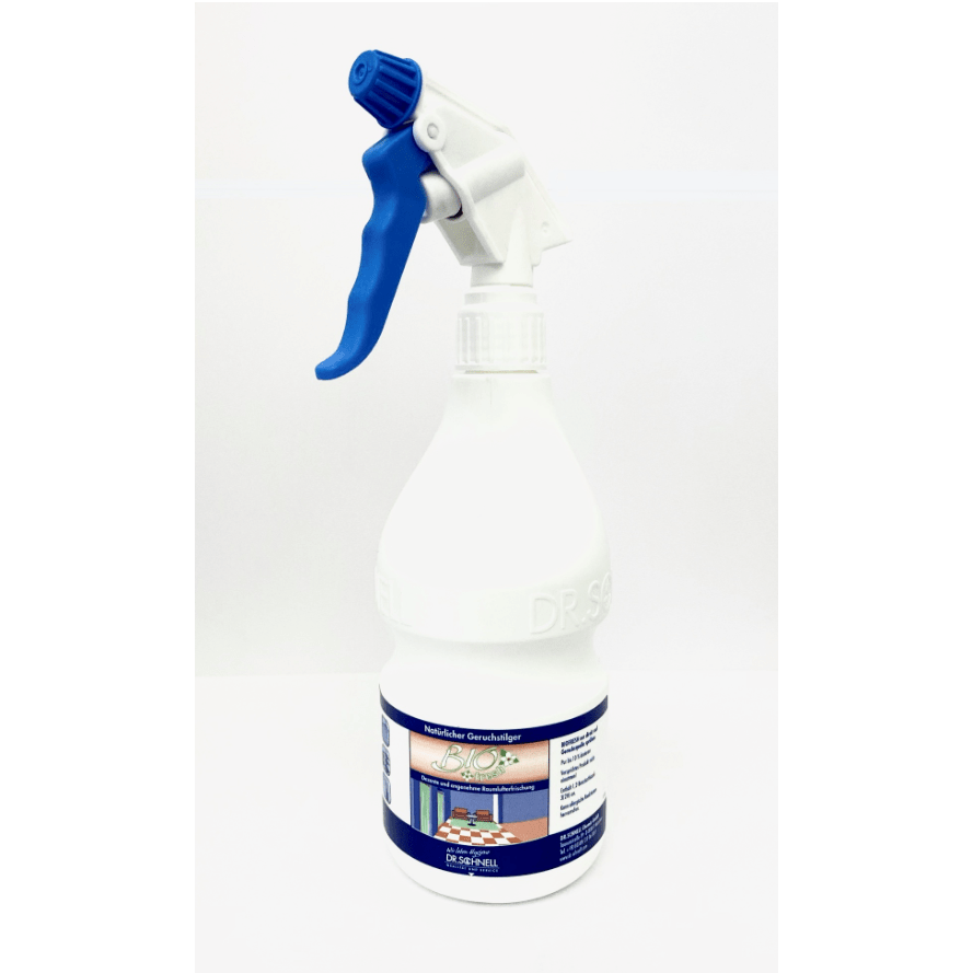 A white Dr. Schnell hand sprayer empty 600 ml from DR.SCHNELL GmbH & Co. KGaA is equipped with a blue trigger and building label, ideal for use as a cleaning agent and depicted on a plain white background.