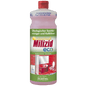 A 1-liter bottle of Dr. Schnell MILIZID CITROFRESH ECO sanitary cleaner by DR.SCHNELL GmbH & Co. KGaA, with a red cap, green and yellow label, and an image of a red-tiled washroom with a sink and toilet.