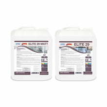 Two white 5-liter containers labeled "Arcora Elite 29" offer a disinfectant and alcohol-resistant floor coating, ideal for indoor use at Arcora International GmbH.