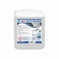 A white 10-liter canister labeled "Arcora Eco Sauer Dishwashing Rinse 'Sauer'" from Arcora International GmbH contains product information, hazard symbols, instructions for use, images of clean dishes, and a blue-gray, eco-friendly label with various symbols.