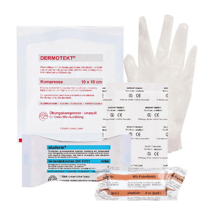 First Aid Training Kit, Type A, with Gloves, Pack of 50