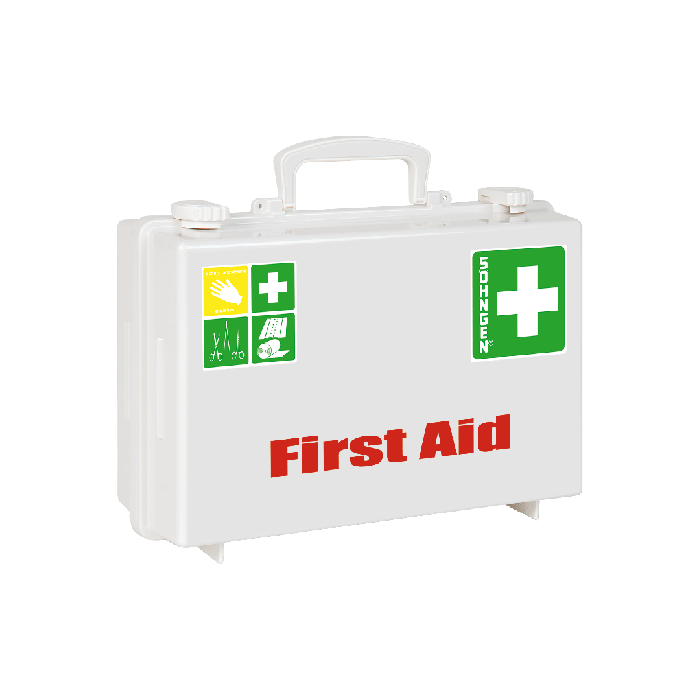 SN-CD First Aid Kit, Empty, White, "First Aid" Printed