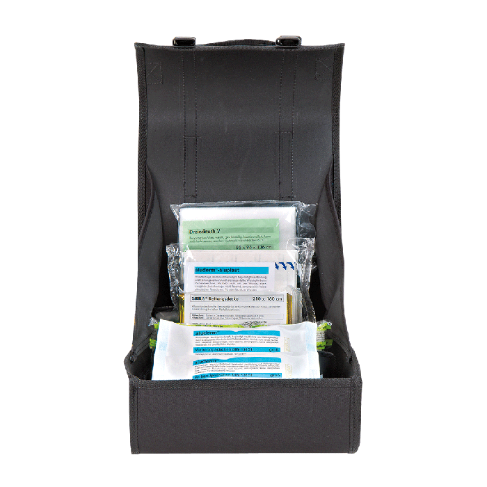 First Aid Kit, DIN 13160 A, Nylon Fabric, Fully Stocked