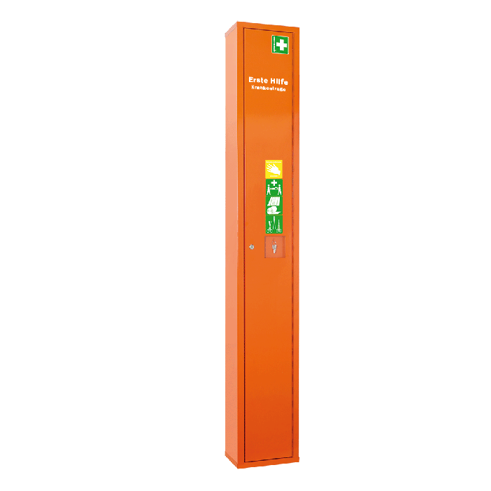 Orange Empty Floor-Standing First Aid Cabinet