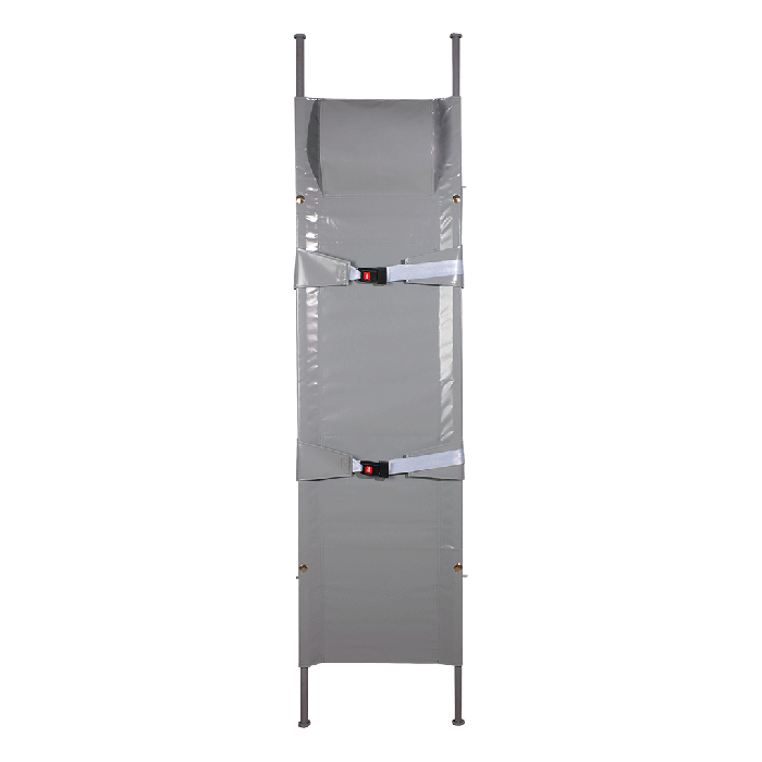 Stretcher No. 1, foldable, synthetic fiber fabric, 2 sliding feet and 2 casters
