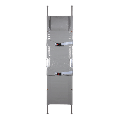 Stretcher K, folds in half twice, synthetic fiber fabric, 2 glide feet and 2 casters