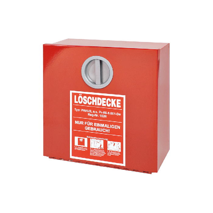 Wall-mounted container for fire blanket, EN standard, empty, metal, 300x300x125 mm