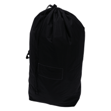 A DEISS 6504 reusable waste bag (700x1100 mm, black) from EMIL DEISS KG stands upright against a white background, with a rectangular front panel and a side carrying handle. Packed in a box with 50 packages.