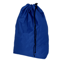 The EMIL DEISS KG (GmbH + Co.) DEISS 6509 is a large blue fabric waste bag (650x870 mm) depicted upright with a black drawstring. It is sold in boxes of 50 pieces and is perfect for environmentally friendly waste disposal.