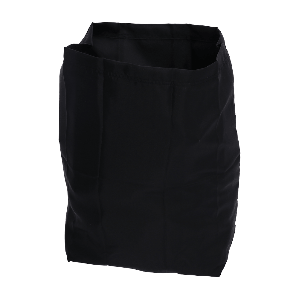 The EMIL DEISS KG (GmbH + Co.) DEISS 6510 Reusable Trash Bag (1 piece), 550x600 mm, black, is a rectangular, black fabric trash bag with an open top, standing empty and upright against a white background.
