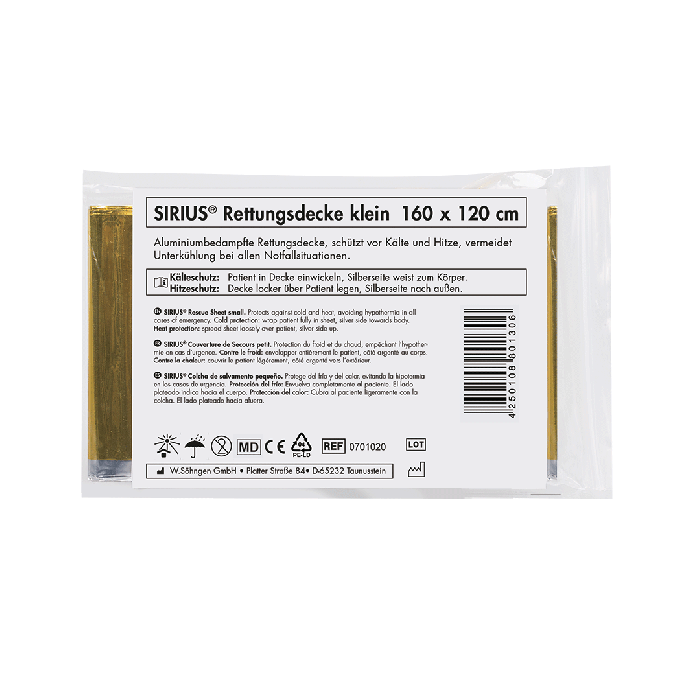 SIRIUS® Emergency Blanket, Silver-Gold, 160 x 120 cm