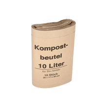 A stack of DEISS 7152 compost bags (20+16x36 cm, 70 g/m²), EMIL DEISS KG (GmbH + Co.), box with 300 bags, is depicted upright in a practical packaging against a plain white background.