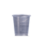 The MED COMFORT BASIC disposable medical cup by AMPri Handelsgesellschaft mbH is a clear 30 ml measuring cup, depicted upright and empty on a white background with a clearly visible milliliter marking - ideal for medical use.