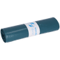 A roll of blue DEISS 10004 garbage bags, Type 60 (700x1100 mm, 25 pieces) from EMIL DEISS KG (GmbH + Co.), with a white label featuring product information and simple graphics, depicted on a plain white background.