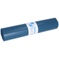A rolled-up DEISS 10022 garbage bag roll (20 pieces, 860x1100x0.06 mm, blue) from EMIL DEISS KG (GmbH + Co.) with a white-blue label in the middle for professional use against a light background.