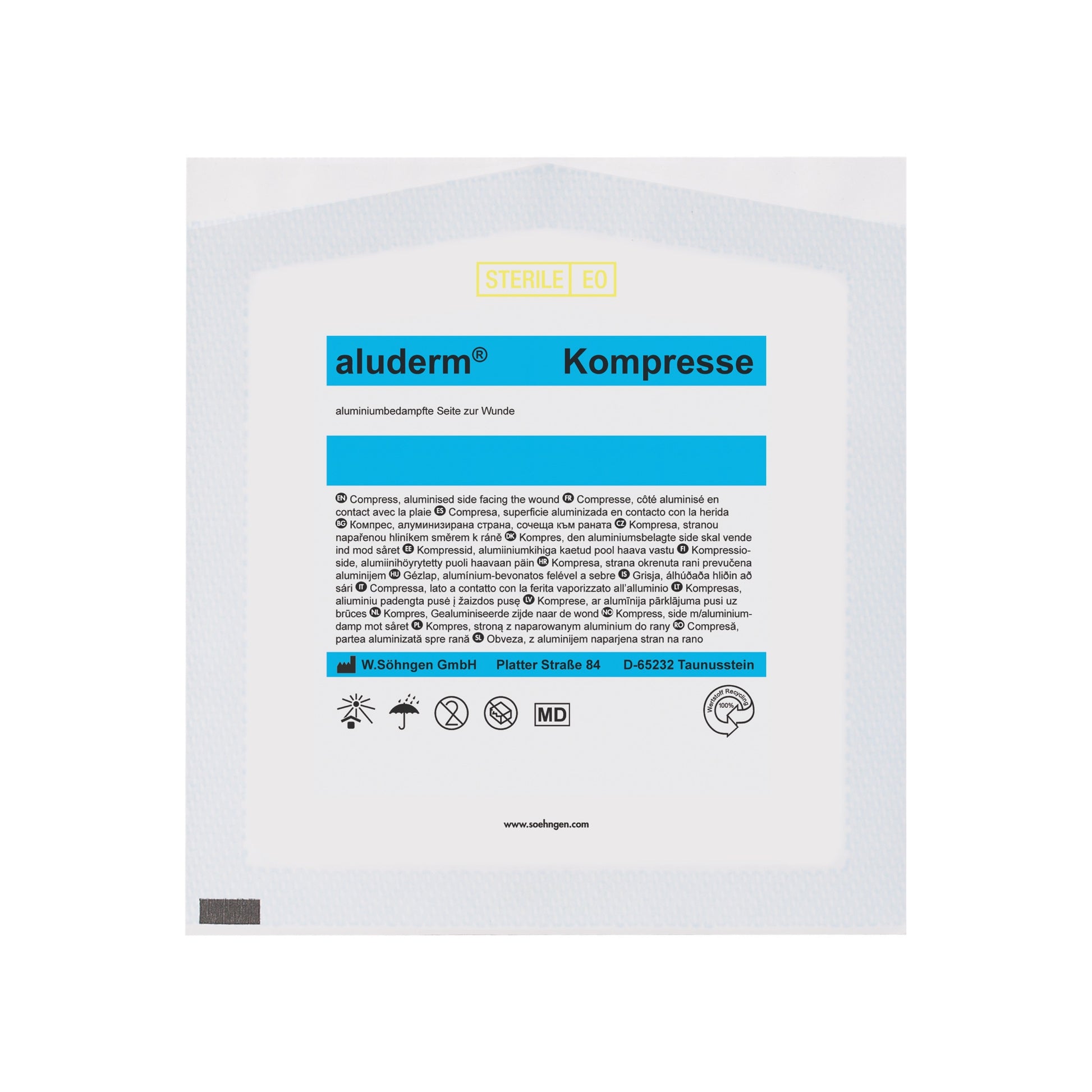 aluderm® Compress, single, 7.5 x 7.5 cm