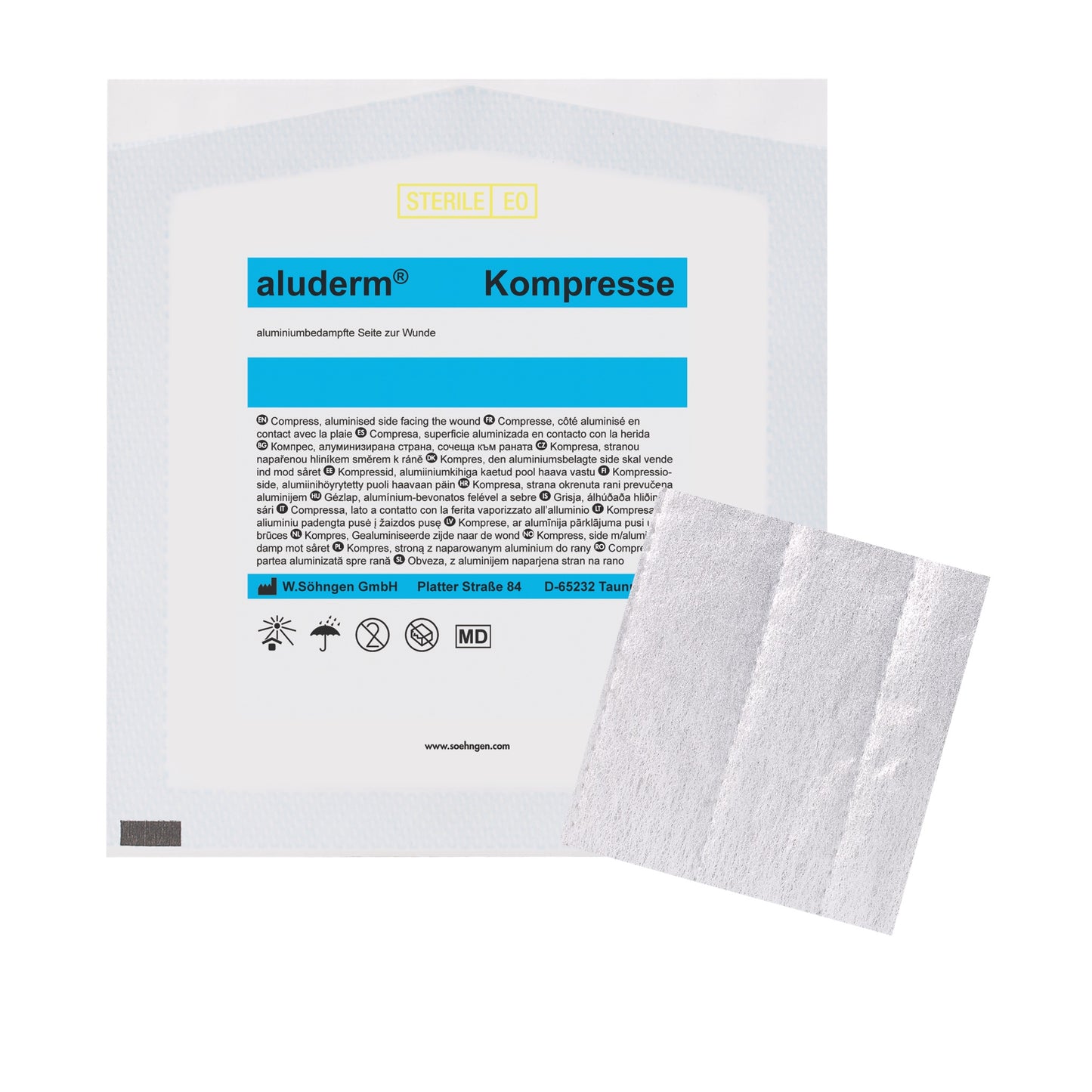 aluderm® Compress, single, 7.5 x 7.5 cm