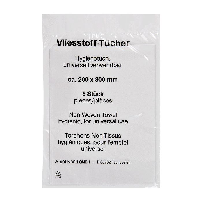Nonwoven wipes, 200 x 300 mm, pack of 5