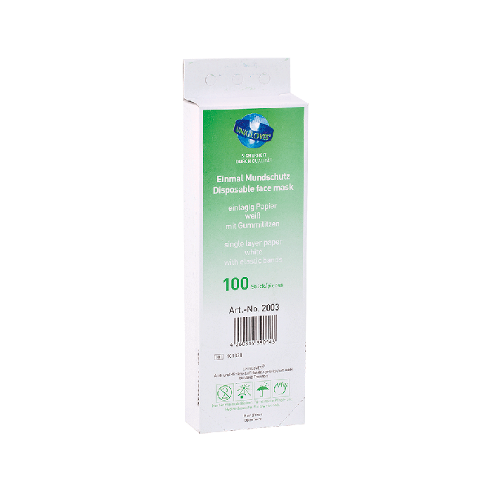 Disposable Face Mask, 1-Ply, Pack of 100