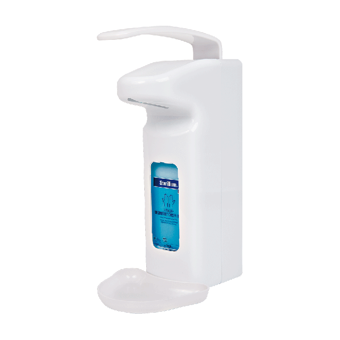 Disinfectant dispensers with 500-ml and 1,000-ml bottles