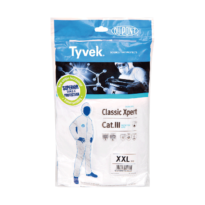 Tyvek® Classic Xpert Protective Coveralls, Category III, Type 5-6, Size XXL