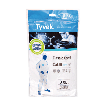 Tyvek® Classic Xpert Protective Coveralls, Category III, Type 5-6, Size XXL