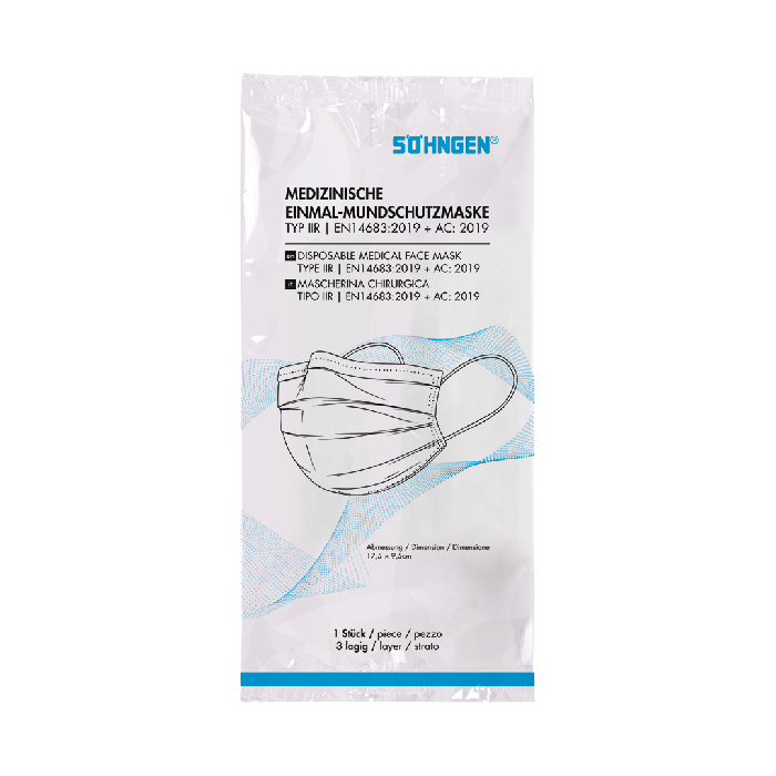 Medical Face Mask EN 14683-2019 IIR, Single-Pack