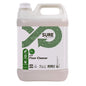 The 5-liter plastic container of SURE Floor Cleaner, floor cleaner from Diversey Deutschland GmbH & Co. OHG has a white body with green design and label details. This biodegradable cleaner is ideal for environmentally conscious floor cleaning.