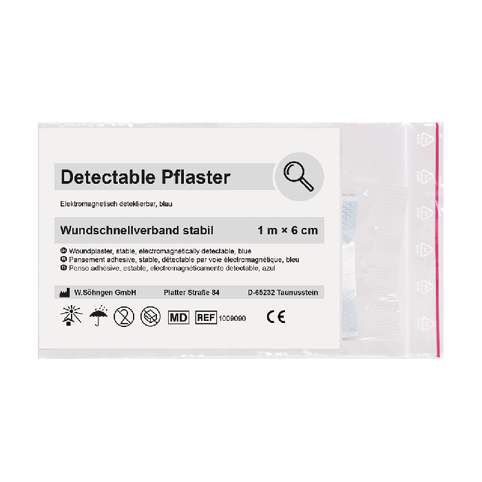 Detectable adhesive bandage, 1 m x 6 cm