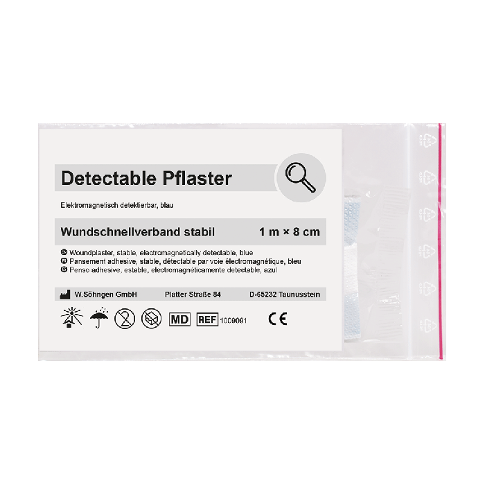 Detectable adhesive bandage, 1 m x 8 cm