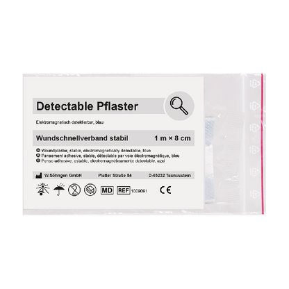 Detectable adhesive bandage, 1 m x 8 cm