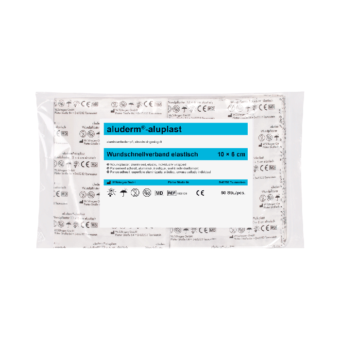 aluderm®-aluplast elastic, hygienic packaging, 10 x 6 cm, 50 pieces