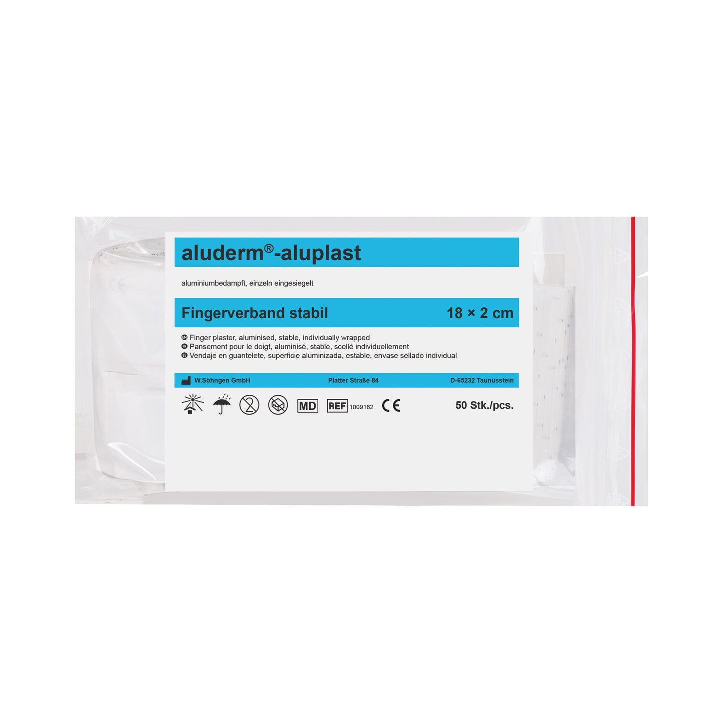 aluderm®-aluplast Stabil Finger Bandage, 18 x 2 cm, 50 pieces