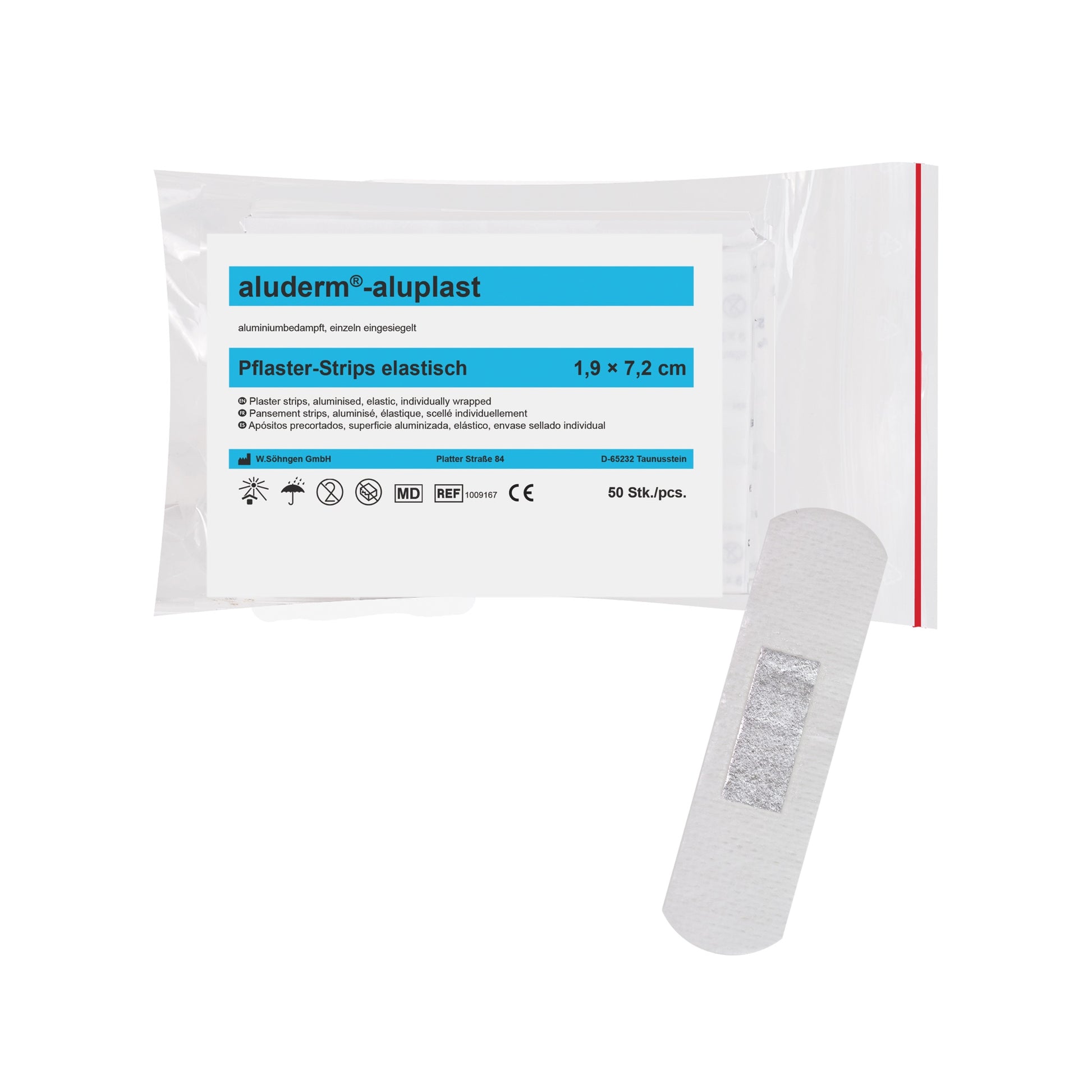 aluderm®-aluplast Elastic Strips 1.9 x 7.2 cm, 50 pieces