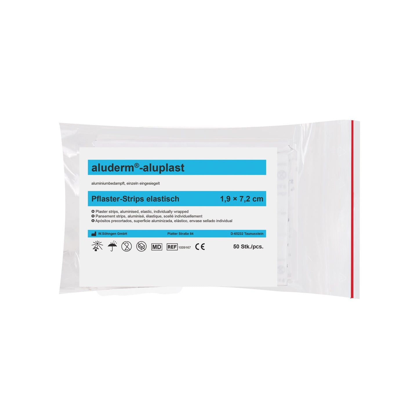 aluderm®-aluplast Elastic Strips 1.9 x 7.2 cm, 50 pieces