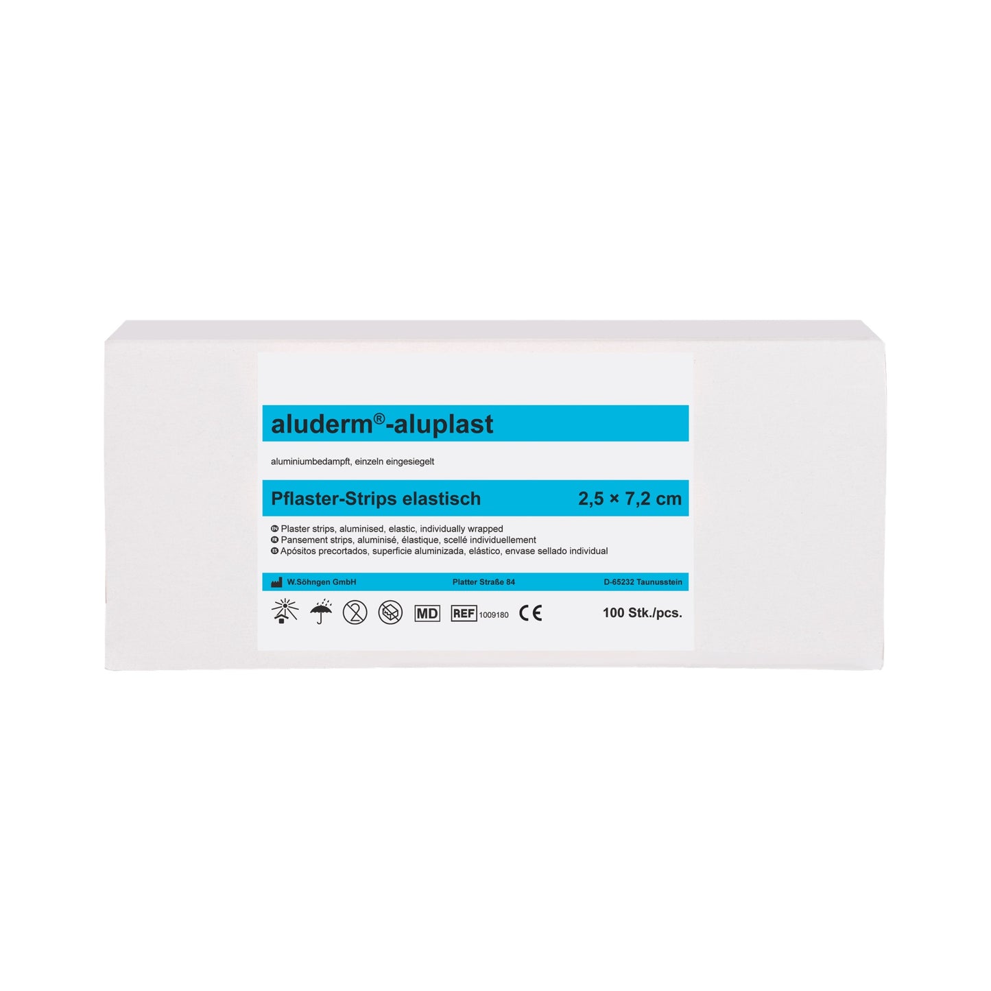 aluderm®-aluplast Elastic Strips, 2.5 x 7.2 cm, 100 pieces