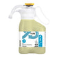 A light yellow SURE Interior & Surface Cleaner All-purpose cleaner from Diversey Deutschland GmbH & Co. OHG in a handy plastic bottle with a measuring cap; labeled as environmentally friendly with plant-based ingredients, eco-symbols, and application instructions.