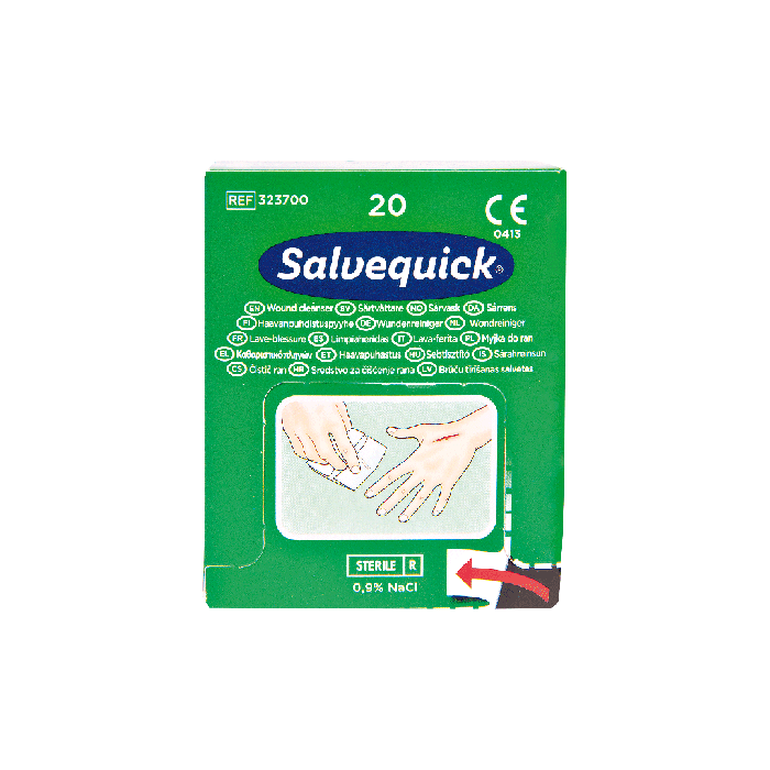 Salvequick Wound Cleansing Wipes: Box of 20, Carton of 20