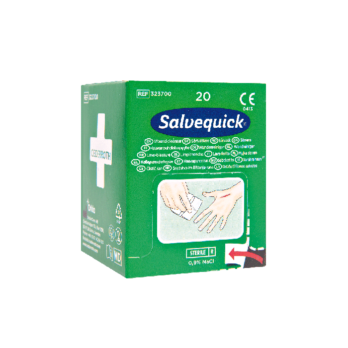 Salvequick Wound Cleansing Wipes: Box of 20, Carton of 20