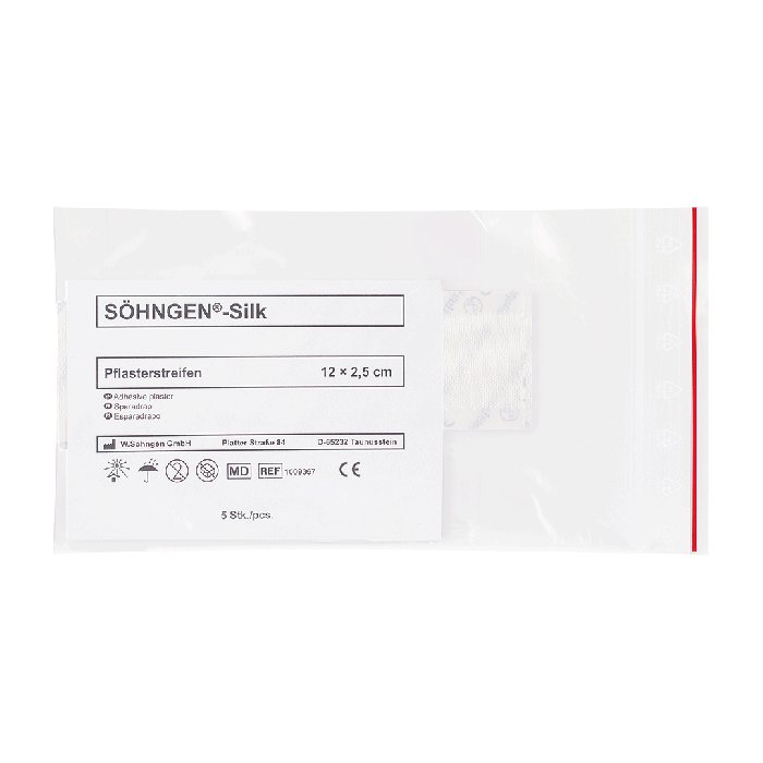 SÖHNGEN® Silk Adhesive Strips, 12 x 2.5 cm, 5 per pack