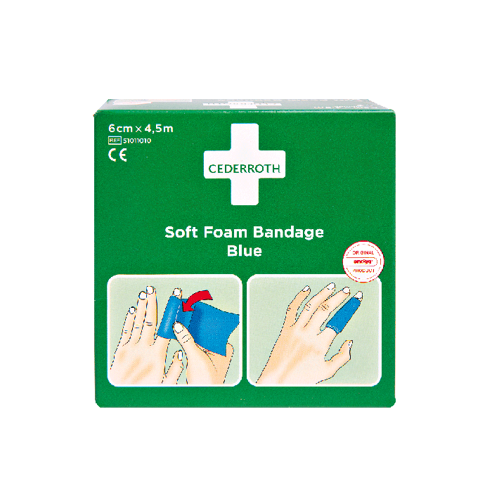 Cederroth Soft Foam Bandage, Blue, 4.5 m x 6 cm, Refill 51011010