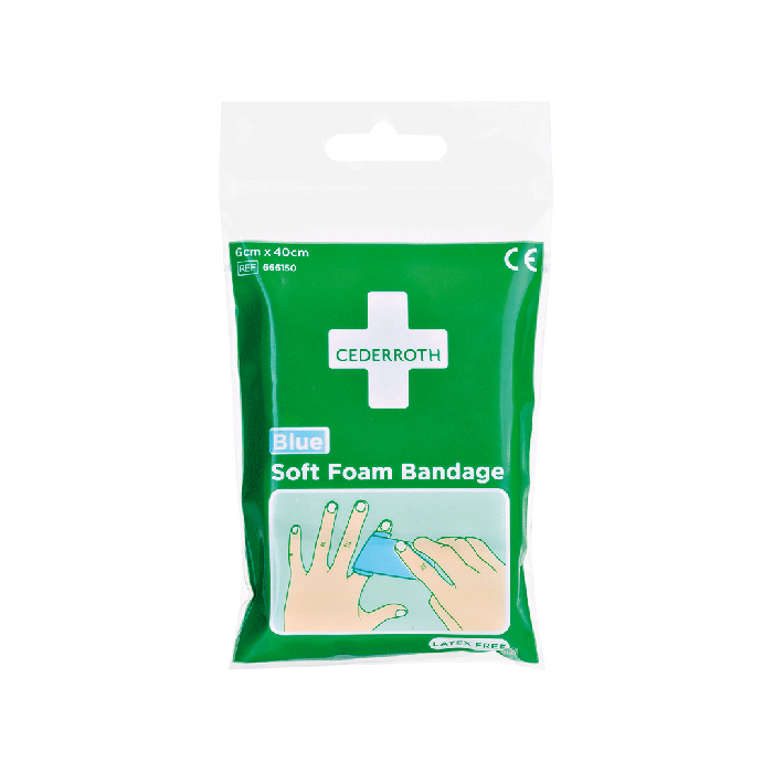 Cederroth Soft Foam Bandage, Blue, 40 cm sections, 6 cm wide, Refill 666150