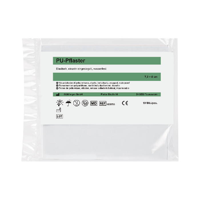 PU Bandage Set (10 pieces), 7.2 x 8 cm, transparent, waterproof