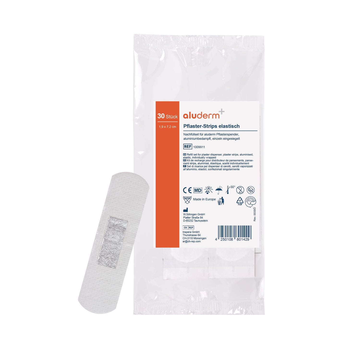 aluderm®-aluplast Refill Set for Dispenser, 7.2 x 1.9 cm, 30 pieces